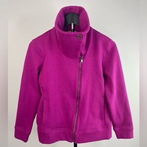 Talbots‎ Women’s Magenta Asymmetric Zipper Fleece Funnel Neck Moto Jacket SP